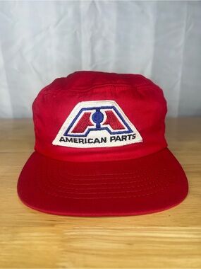 Vintage 80s American Parts Snapback Hat Red Swingster Made USA Auto Parts Cap